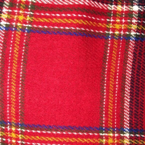 Unisex Red Multicolored Plaid Tasseled Scarf - Picture 6 of 7